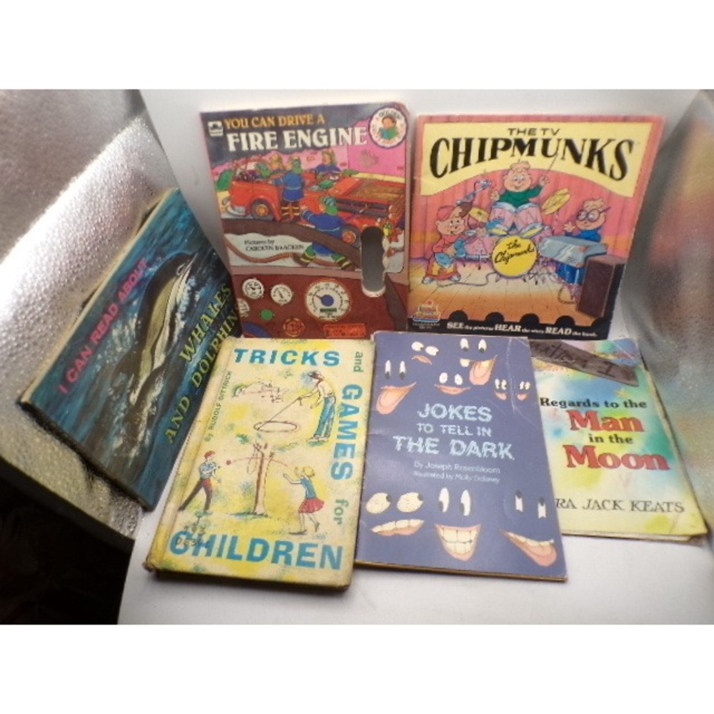 Vintage Childrens Book Lot Ezra Jack Keats Chipmunks Fire Engine Jokes 6 Books